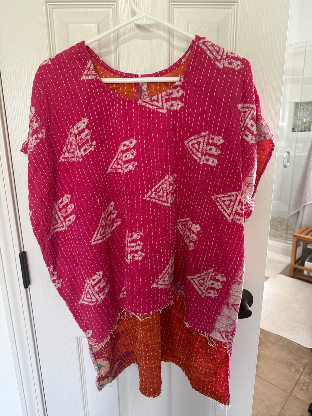 Handcrafted Pink Kantha Cotton Tunic